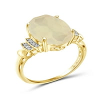 5- Carat T.G.W. Holdkő és fehér gyémánt akcentus 14 kt arany ezüst gyűrű felett