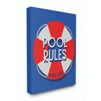 Stupell Industries Pool Rule Beach Coast Ocean Blue Red Word Design Canvas Wall Art készítette: Daphne Polselli