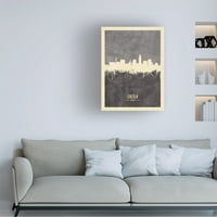 Michael Tombsett 'Lincoln Nebraska Skyline Grey' Canvas Art