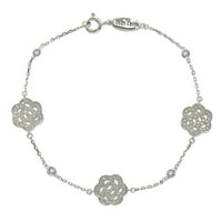Gyűjtemény sterling ezüst zafír és gyémánt akcentus virágok karkötő