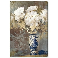 Wynwood Studio virág- és botanikus fali művészet vászon nyomatok „Kelet -virágos” virág - fehér, arany