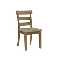 Linon Cassidy Wood Dining Side ékezetes szék, 2 -es készlet, természetes, kézzel szőtt rohanó ülésekkel