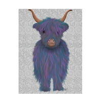 Fab Funky 'Highland Cow Purple Full' vászon művészet
