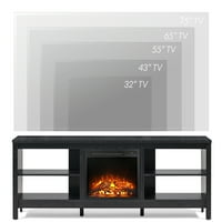 Kandalló TV -állvány a TV -hez LED -es lámpával, Wood Entertainment Center TV -hez a Hálószoba nappali szobájához, fekete, fekete