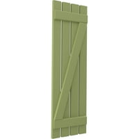 Ekena Millwork 1 2 W 49 H Americraft Négy tábla külső, valódi fa távolságra helyezett tábla-N-Batten redőnyök W Z-Bar, MOSS Green