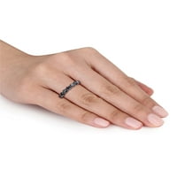 1- Carat T.W. Fekete gyémánt 10KT fehérarany félig örökkévaló évforduló gyűrű