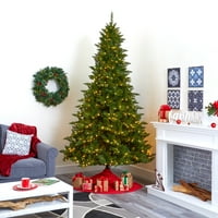 Szinte természetes tiszta előkészítés LED zöld díszített lucfenyő karácsonyfa, 9 '