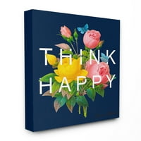 A Stupell Home Dekor Navy Blue Gondolj boldog tipográfia a virágkeretes texturizált művészet felett