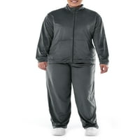 Athletic Works Női Plus aktív velor Zip-Up Tracksuit szett, 2 darabos készlet