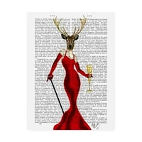 Védjegy Szépművészeti „Glamour szarvas vörös” vászon művészete, Fab Funky
