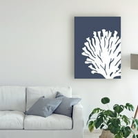 Védjegy Szépművészet 'Corals White on Indigo Blue D' Canvas Art készítette: Fab Funky