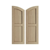 Ekena Millwork 18 W 52 H Timberthane durva cédrus két egyenlő lapos W elliptikus felső Fau fa redőnyök, alapozott Tan