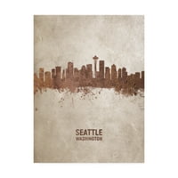 Képzőművészet „Seattle Washington Rust Skyline” vászon művészete, Michael Tompsett művészete