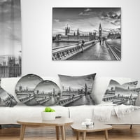 Designart gyönyörű fekete -fehér londoni kilátás - Cityscape Drow Pillow - 16x16