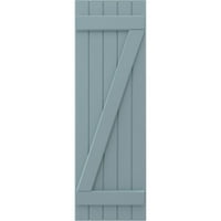 Ekena Millwork 1 2 W 69 H Americraft öt tábla külső igazi fa csatlakoztatott deszka-n-batten redőnyök w z-bar, békés kék