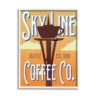 Stupell Industries Retro Sky Line Coffee Co. Seattle Cup tű, 30, Design, Daphne Polselli