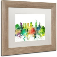 Védjegy Képzőművészet Philadelphia Skyline sp vászon művészete: Marlene Watson, White Matte, Birch Frame