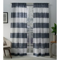 Exkluzív otthoni függönyök Darma Sheer Linen Rod zseb függöny Panel pár, 50x84, Indigo