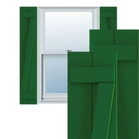 Ekena Millwork 3 4 W 77 H True Fit PVC Két tábla csatlakozott a Board-N-Batten redőnyöknek, W-Bar, Viridian Green