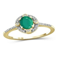 JewelersClub smaragd gyűrűs születési kövek ékszerek - 0. karátos smaragd 14k aranyozott ezüst gyűrűs ékszerek fehér gyémánt