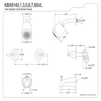 Kingston Brass Kbx8140svl Serena két fogantyú kád és zuhany csaptelep, matt fekete