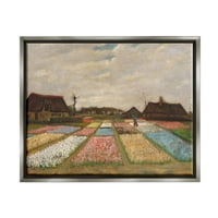 Stupell Industries izzólevelek Holland Vincent Van Gogh klasszikus festmény Festés csillogó szürke úszó keretes vászon nyomtatott