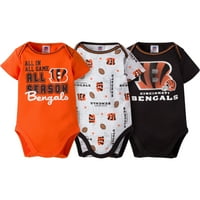 Cincinnati Bengals Baby Boys rövid ujjú bodysuit szett, 3 csomag