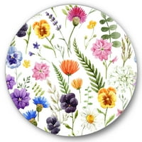 Designart 'Coloful vadvirágok virágminta i' Hagyományos körfém fali művészet - 29 -es lemez