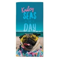 Személyre szabott Doug the Pug Seas a nap tengerparti törülközője