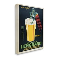 Stupell Industries Vintage Brasserie Lengrand európai hirdetési béka sör, Marcus Jules tervezte