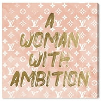 Wynwood Studio Fashion and Glam Wall Canvas Art Print 'Woman Wines Blush' Divat életmód - rózsaszín, arany