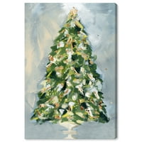 Wynwood Studio Holiday és szezonális fali művészet vászon nyomtatványok „Karácsonyfa 3” ünnepek - zöld, arany