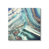 Stupell Industries Absztrakt Részletes Kék türkiz, Agate Geode Rock Design Modern Painting Galéria csomagolt vászon, Wall Art,