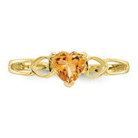 Primal Gold Karat sárga arany polírozott geniune citrin születési gyűrű