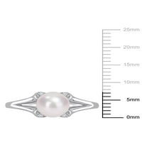 Édesvízi tenyésztett gyöngy és fehér zafír ezüst osztott szárgyűrű