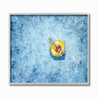 Stupell Industries medence úszók kék sárga akvarell festés keretes fal művészete by Grace Popp