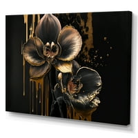 Designart fekete és arany orchidea i Canvas falművészet