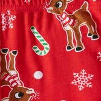 Karácsonyi hosszú ujjú, szorosan illeszkedő pizsamák, szett