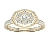 Imperial 3 4ct TDW Diamond 14K sárga arany nyolcszögletű keret halo eljegyzési gyűrű