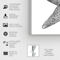 Wynwood Studio Sautical and Coastal Wall Art vászon nyomatok „Estrella Brillante II Ezüst fémes„ tengeri élet - szürke, fehér