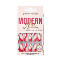 Salon Perfect Modern Art Press on Nails, Red Swirl Fake Nail Kit