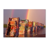 Védjegy Szépművészeti 'Cadillac Ranch Rainbow' Canvas Art készítette: Mike Jones Photo