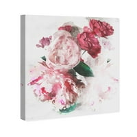 Wynwood Studio virág- és botanikus fal art vászon nyomtatása 'bazsarózsa váza' Florals - rózsaszín, fehér