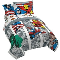 Marvel Avengers Comic Cool Kids teljes Bed-in-a-Bag, mikroszálas, szürke, szuperhős ágynemű