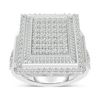 1- Ct. T.W. Gyémánt klaszter kettős négyzet alakú keret gyűrű ezüstben