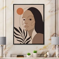 Designart 'Retro Minimal Portré a fiatal lánynak' modern keretes vászon fali művészet nyomtatás