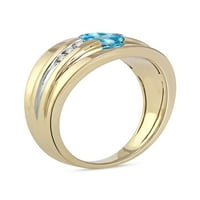 Császári drágakő 10k sárga arany ovális vágás svájci kék topaz 1 6ct tw gyémánt férfi gyűrű