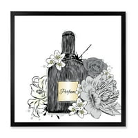 Designart 'Virágcsokor és parfümös palack III' hagyományos keretes művészet nyomtatás