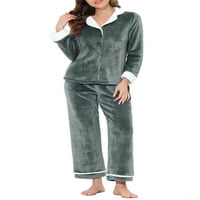 Egyedi olcsó nők társalgó hosszú ujjú gomb lefelé flanel pizsamák alvási szettek