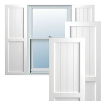 Ekena Millwork 18 W 80 H True Fit PVC parasztház lapos panel kombinált rögzített redőnyök, fehér